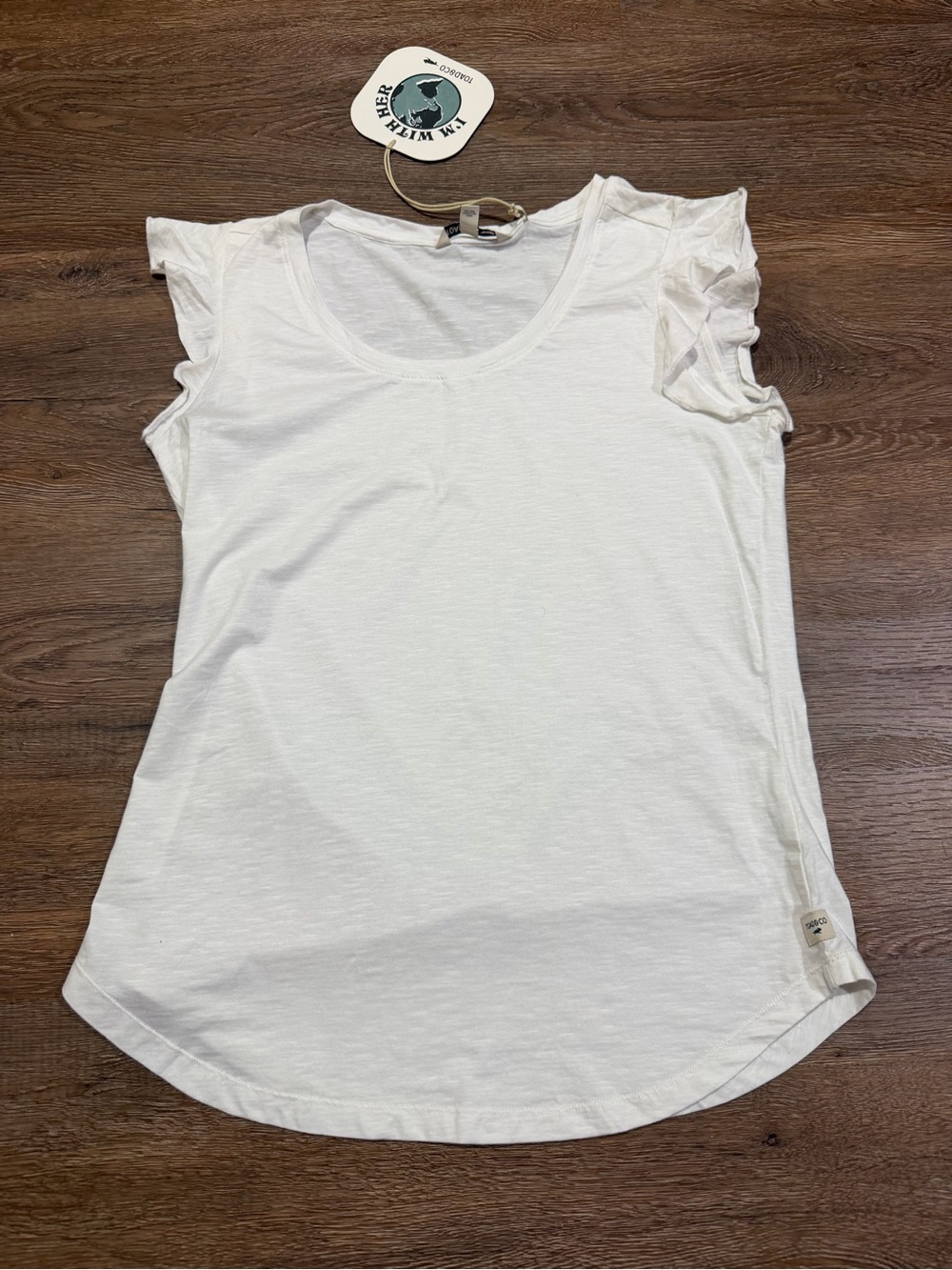Toad & Co Women's Rufflita II Tee Ruffle Cap Sleeves White Size Medium NWT - Picture 3 of 11